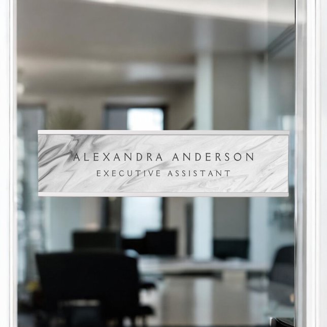 Minimalist Grey White Marble Professional Door Sign (Creator Uploaded)