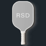 Minimalist Grey White Monogram Initials Pickleball Paddle<br><div class="desc">Personalised pickleball paddles make great gifts for all occasions.  This design features a simple light grey background with white block-style monogram text.  You can customise the text with any initials or wording of your choice.</div>
