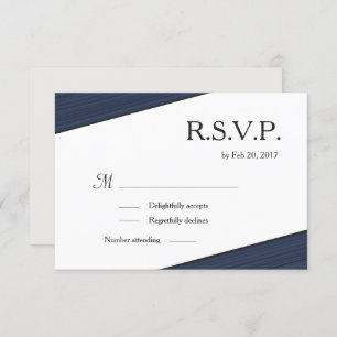 Minimalist grey white navy blue stripes rsvp invitation