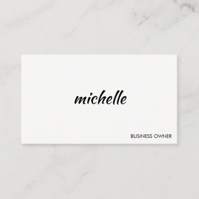 Minimalist Grey White with Cursive Text Business Card (Front)