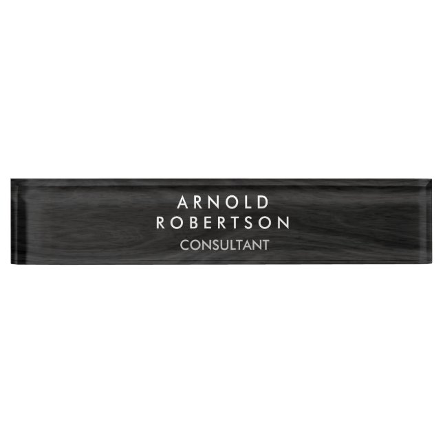 Minimalist Grey Wood Floor Design Modern Elegant Nameplate (Front)