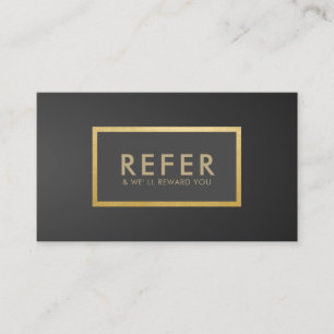 Minimalist GreyBlack Gradient Gold Luxury Referral Business Card