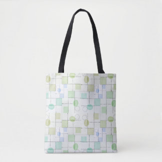 Minimalist Grid Pattern with Soft Pastel Shapes Tote Bag