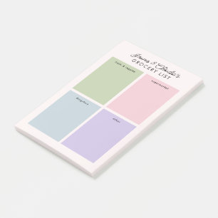 Minimalist Grocery List with Colour organisation Post-it Notes