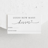 Minimalist Guess How Many Kisses Game Card