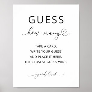 Minimalist Guess How Many Party Game Sign