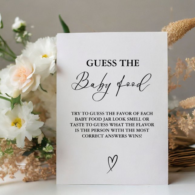 Minimalist Guess The Baby Food Baby Shower Game  Pedestal Sign (Creator Uploaded)