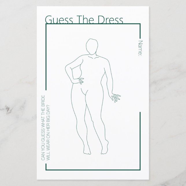 Minimalist Guess the Dress Plus Size Bridal Shower (Front)