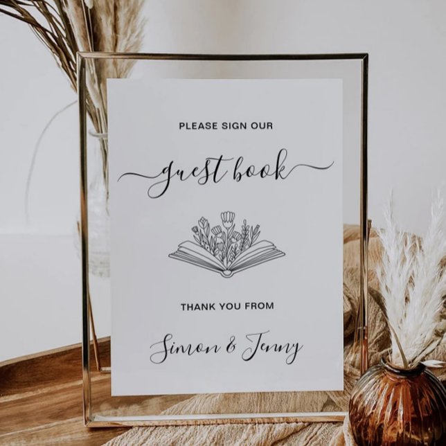 Minimalist Guest Book Wedding Sign Template, Invitation (Minimalist Guest Book Wedding Sign Template, Invitation)