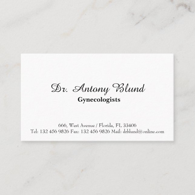 Minimalist Gynaecologist Business Card (Front)