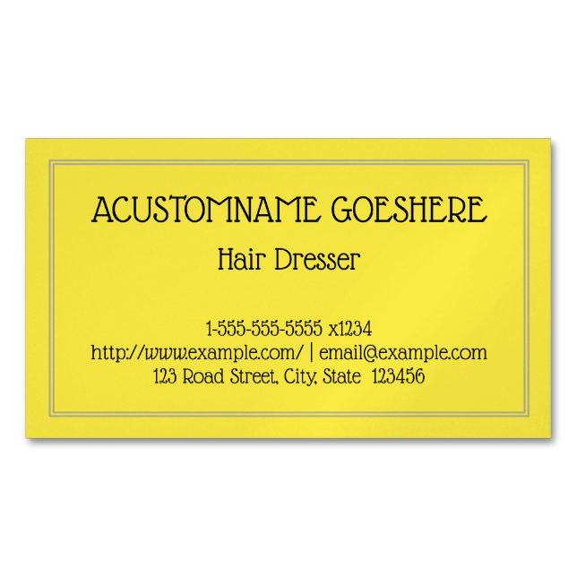 Minimalist Hair Dresser Magnetic Business Card (Front)