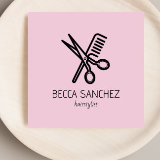 Minimalist hairstylist hairdresser square business card