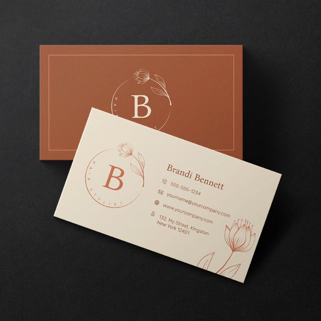 Minimalist Hairstylist Hand Drawn Floral Botanical Business Card (Creator Uploaded)