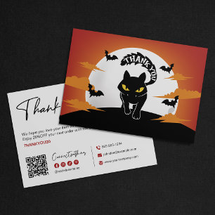 Minimalist Halloween Thank You with Black Cat