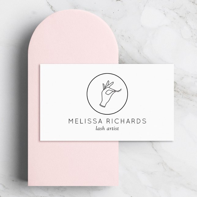 Minimalist Hand and Lashes Logo Makeup Artist Business Card (Creator Uploaded)