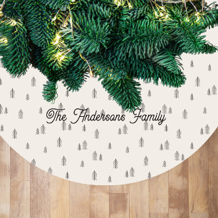 Minimalist Hand Drawn Christmas Modern Script Fleece Tree Skirt