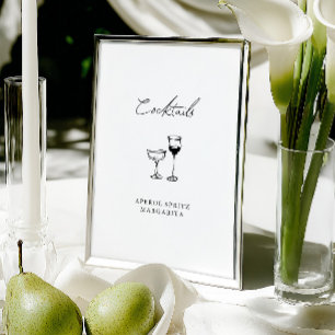 Minimalist Hand Drawn Cocktail Bar Wedding Sign