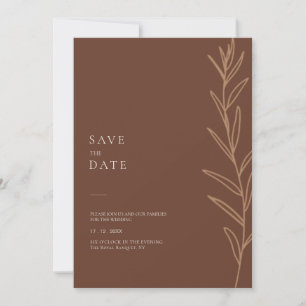 Minimalist Hand Drawn Floral Terracotta Wedding Save The Date