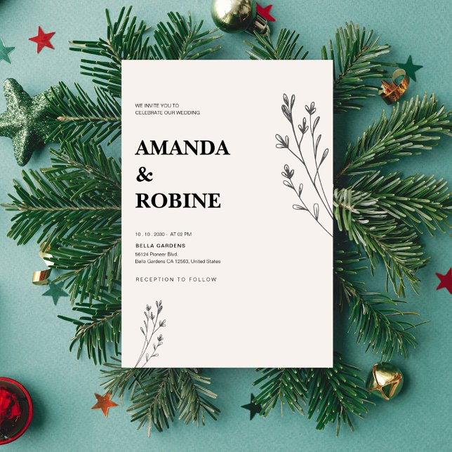 Minimalist Hand-Drawn Floral Wedding Invitation (Creator Uploaded)
