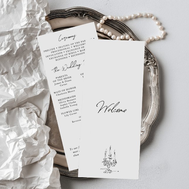 Minimalist Hand Drawn Ink Illustration Wedding Program (Minimalist Hand Drawn Ink Illustration Wedding Program)