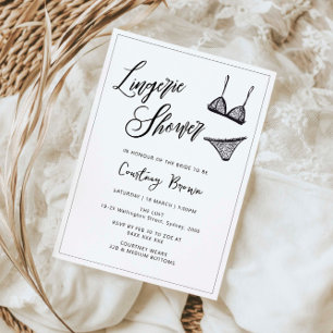 Minimalist hand drawn lingerie shower invitation