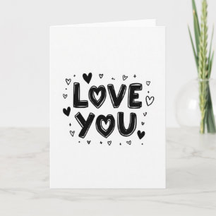 Minimalist Hand Drawn Love You Card