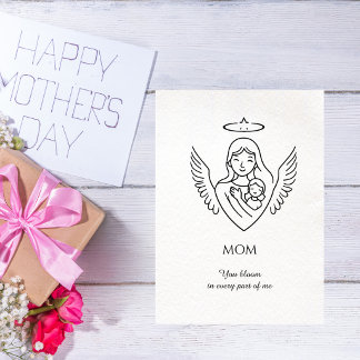 Minimalist Hand Drawn Mother`s Day Greeting Card
