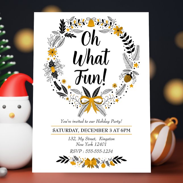 Minimalist hand-drawn Oh What Fun Christmast Party Holiday Card (Creator Uploaded)