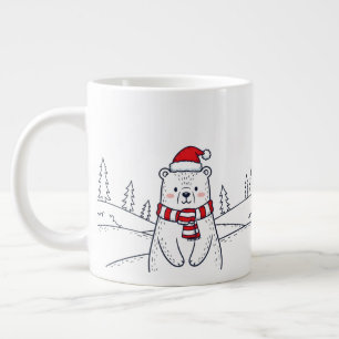 Minimalist Hand-Drawn Polar Bear Large Coffee Mug