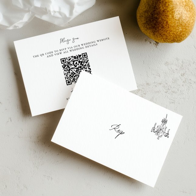 Minimalist Hand Drawn QR Code Wedding RSVP Card (Minimalist Hand Drawn QR Code Wedding RSVP Card)