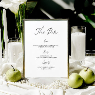 Minimalist Hand Drawn Wedding Bar Menu Sign