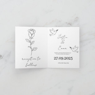 Minimalist Hand-Drawn Wedding Invitation with Dove