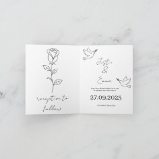 Minimalist Hand-Drawn Wedding Invitation with Dove