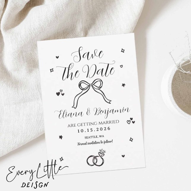 Minimalist Hand Drawn Wedding Party Save The Date (Creator Uploaded)