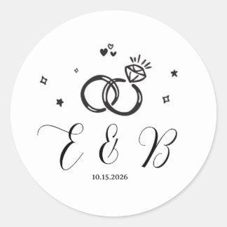 Minimalist Hand Drawn Wedding Ring Sticker