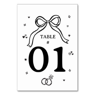  Minimalist Hand Drawn Wedding  Table Number