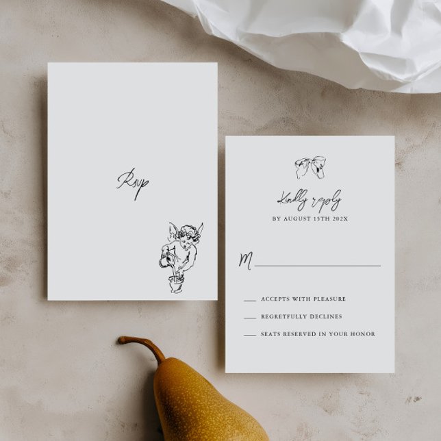 Minimalist Hand Drawn Whimsical Illustration RSVP Card (Minimalist Hand Drawn Whimsical Illustration RSVP Card)