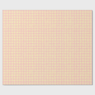Minimalist Hand Drawn Wobbly Grid Check Yellow Wrapping Paper