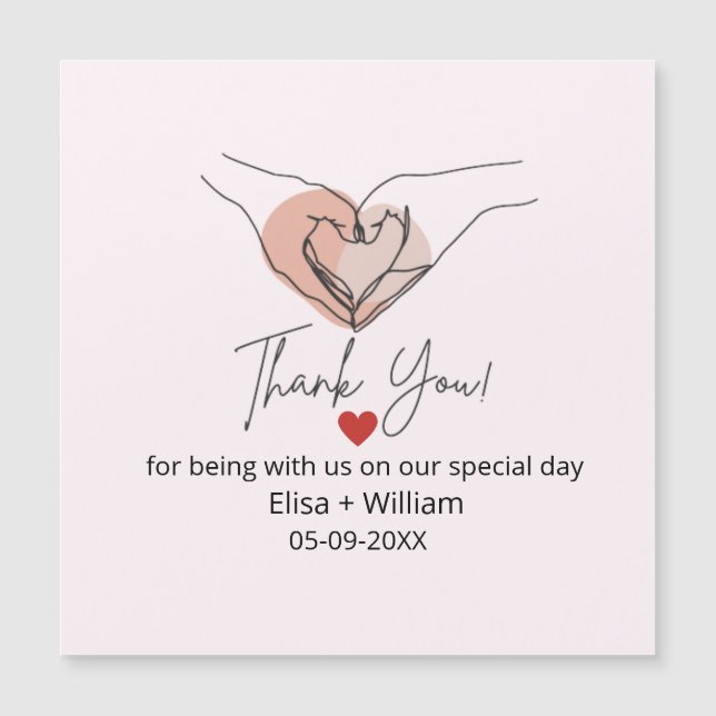 Minimalist Hand Heart Gesture Wedding Guest Gift  (Front)