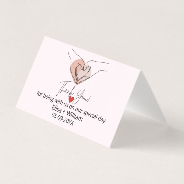 Minimalist Hand Heart Gesture Wedding Guest Gift  (Front)