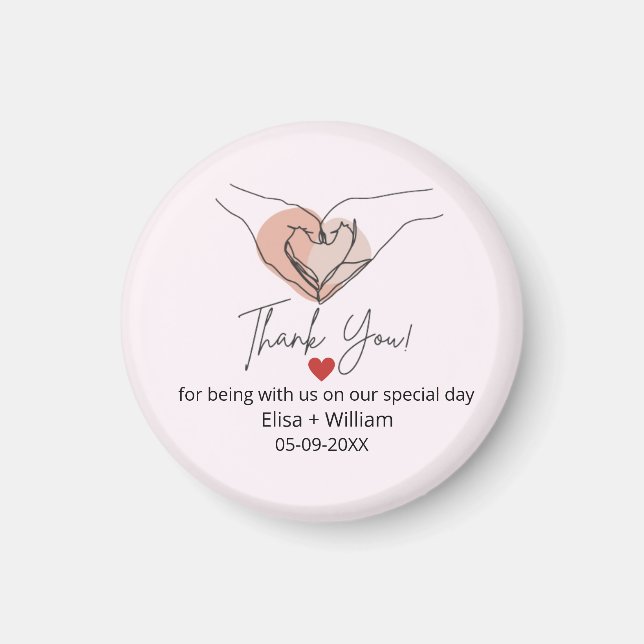 Minimalist Hand Heart Gesture Wedding Guest Gift M Magnet (Front)