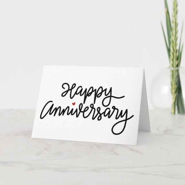 Minimalist Hand Lettered Happy Anniversary Card (Front)