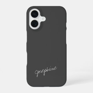 Minimalist Hand Lettering Name Black White Custom iPhone 16 Case