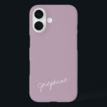 Minimalist Hand Lettering Name Dusty Lilac Custom  iPhone 16 Case<br><div class="desc">Minimalist Hand Lettering Name Dusty Lilac Custom Phone Case</div>