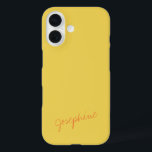 Minimalist Hand Lettering Name Yellow and Orange iPhone 16 Case<br><div class="desc">Minimalist Hand Lettering Name Yellow and Orange Custom Phone Case</div>