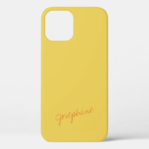 Minimalist Hand Lettering Name Yellow and Orange iPhone 12 Case