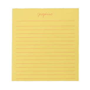 Minimalist Hand Lettering Name Yellow and Orange Notepad
