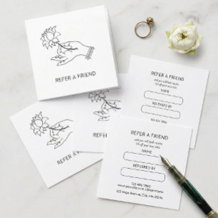 Minimalist Hand & Lotus Flower Referral Card
