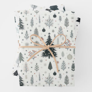 Minimalist Hand Painted Tree Pattern Wrapping Paper Sheet