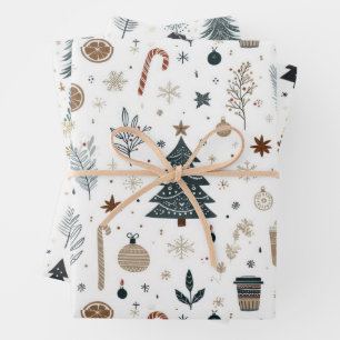 Minimalist Hand Painted Tree Pattern Wrapping Paper Sheet